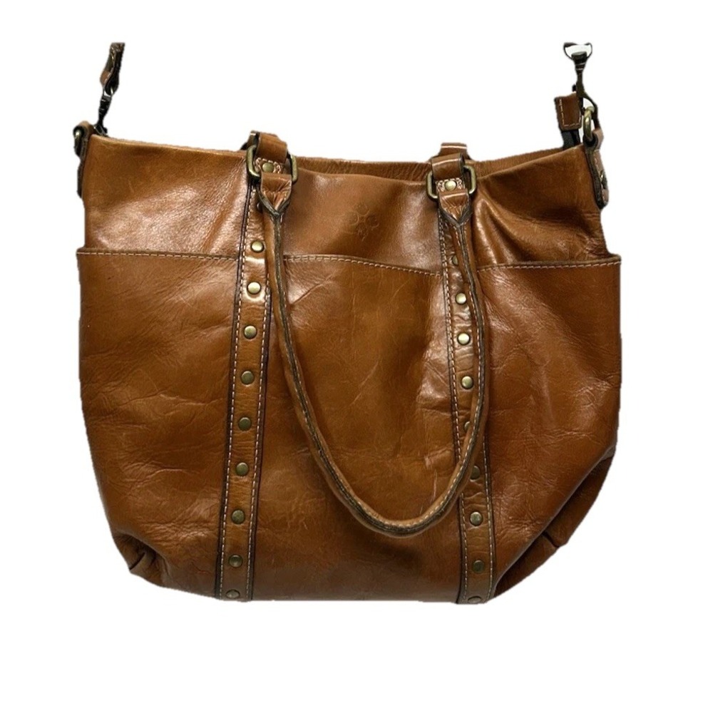 Patricia Nash Carducci Pocket Tan Leather Shoulder Bag Purse Tote